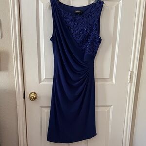 R & M Richards Navy Lace Midi Dress